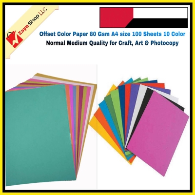 Picture of Offset Color Paper 80 Gsm A4 size 100 Sheets 10 Color Medium Quality for Craft, Art & Photocopy