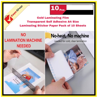 Picture of Cold Laminating Flim Transparent Self Adhesive A4 Size Laminating Sticker Paper Pack of 10 Sheets