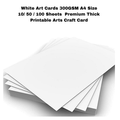 Picture of White Art Cards 300GSM A4 Size 10/ 50 / 100 Sheets  Premium Thick Printable Arts Craft Card