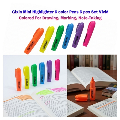 Picture of Gixin Mini Highlighter 6 color Pens 6 pcs Set Vivid  Colored For Drawing, Marking, Note-Taking