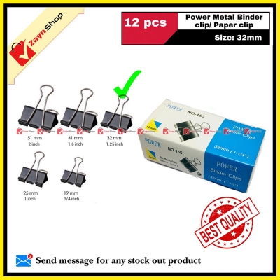 Picture of Binder Clips 19mm / 32mm Power Metal Paper Clips12 pcs