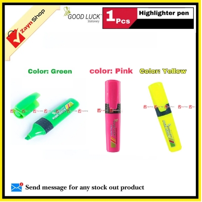 Picture of Good Luck Highlighter Pen Green Yellow Pink 1pcs