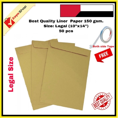 Picture of Envelope (Legal 10''x14'' ) and size liner Paper 150 GSM ( 50 pieces Bundle )