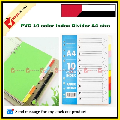 Picture of Plastic Index Divider A4 size Sheet pack of 10 colors 1 set