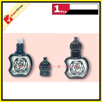 Picture of Empty Roll on attar Bottle Glass apple shape 10ml Refillable  Black Color 1pcs