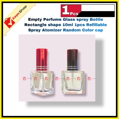 Picture of Empty Perfume Glass spray Bottle Rectangle shape 10ml 1pcs Refillable Spray Atomizer Random Color cap