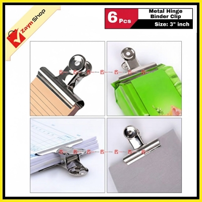Picture of Metal Steel Hinge Clip Binder Paper Clip Size 3 inch Pack of  6 pcs