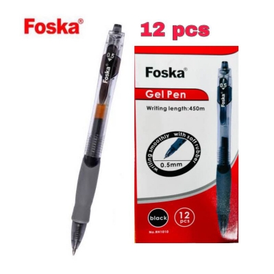 Picture of Foska Retractable /Click Gel Pen 0.5mm Black Ink pack of 2 pcs or 12pcd