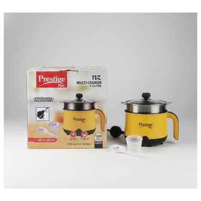 Picture of Prestige Mini Multicooker pot Portable Electric Multicooker Cooking Pot With Steamer and Multipurpose 2 Liter