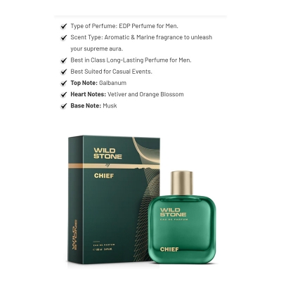 Picture of Wild Stone Chief Perfume for Men  Eau De Parfum 100ml Luxury Long-Lasting Fragrance Premium Perfume Infused with Aquatic and Woody Notes