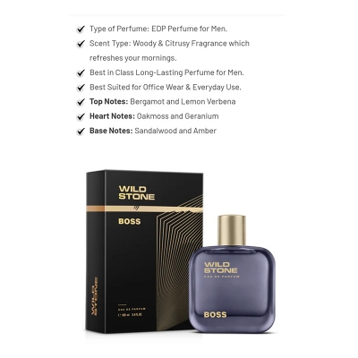 Picture of Wild Stone Boss Perfume for Men  Eau De Parfum 100ml Luxury Long-Lasting Fragrance Premium Perfume for men Infused with Woody & Citrusy Notes