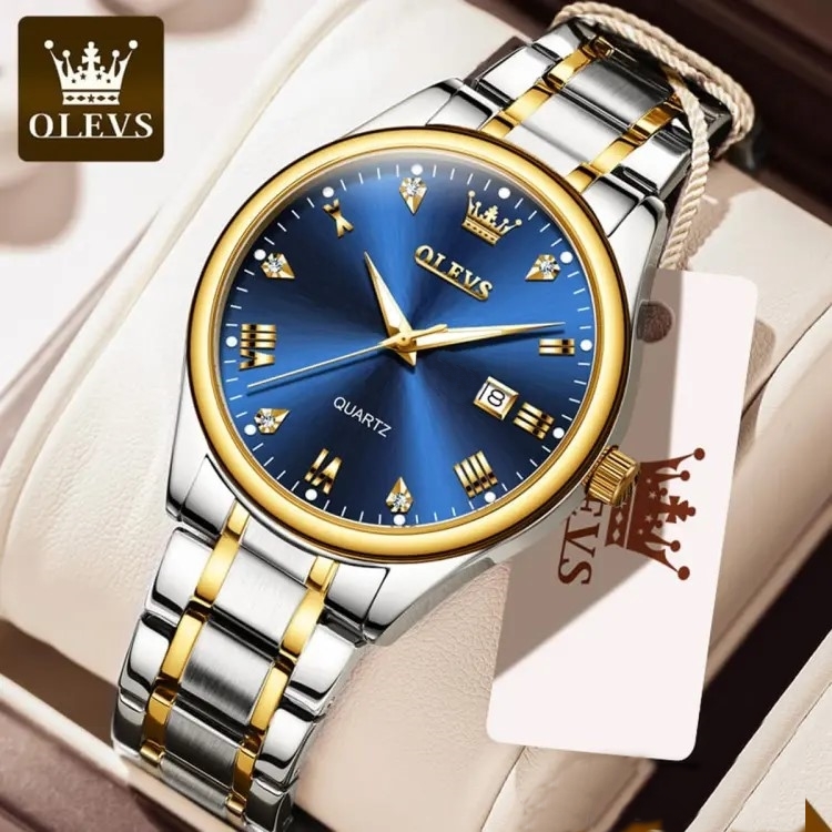 Picture of OS 5563 copy Golden Stainless Steel Analog Wrist Watch For Men - Watch For Men ( blue silver )