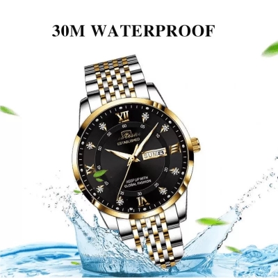 Picture of POEDAGAR Luxury Top Brand Waterproof Luminous Date Week Sports Japan movement Stainless Steel 836 ( Gold )