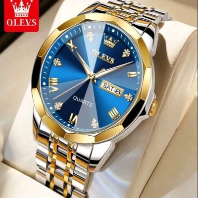 Picture of COPY Olevs 9931 New Business Quartz Watch For Men Luxury Diamond Dial Waterproof Stainless Steel Strap Men Wristwatch ( Two tone )