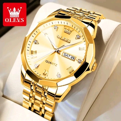 Picture of COPY Olevs 9931 New Business Quartz Watch For Men Luxury Diamond Dial Waterproof Stainless Steel Strap Men Wristwatch ( Two tone )