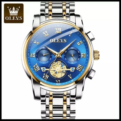 Picture of Olevs Top Brand Silver & Golden Two Tone Stainless Steel Chronograph Wrist Watch For Men - Watch For Men ( Gold )