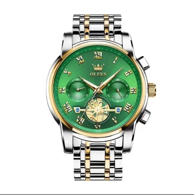 Picture of Olevs Top Brand Silver & Golden Two Tone Stainless Steel Chronograph Wrist Watch For Men - Watch For Men ( Gold )