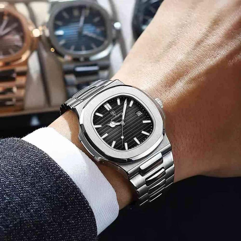 Picture of Inspired by podeghar 613 Luxury Watch Business Waterproof Male Clock Luminous Date Stainless Steel Square Quartz Men Watch