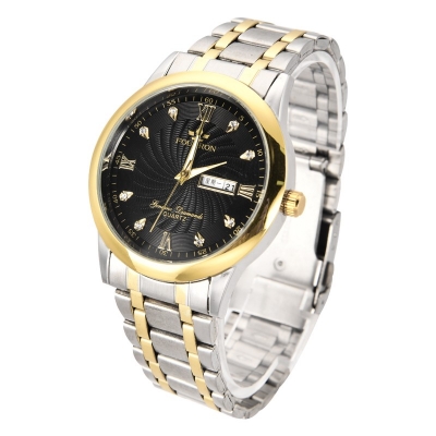Picture of FOURRON Fashion Men's Waterproof Wristwatch Business Luminous Calendar Stainless Steel Strap Quartz Watch For Men