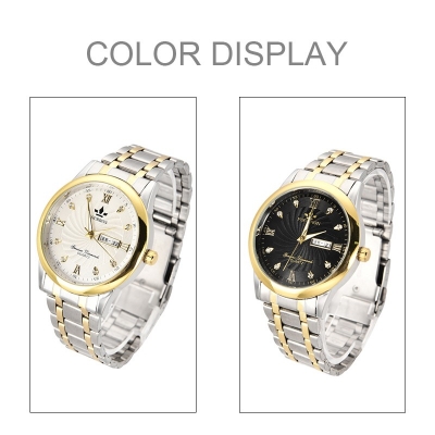 Picture of FOURRON Fashion Men's Waterproof Wristwatch Business Luminous Calendar Stainless Steel Strap Quartz Watch For Men