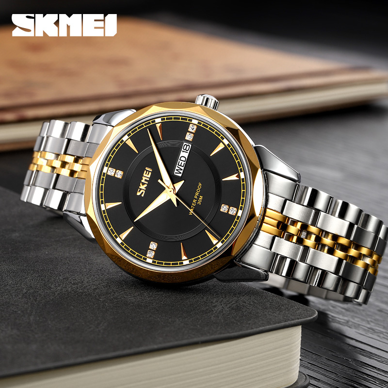Picture of Skmei 9268 Luxury Fashion Stainless Steel Quartz Movement Waterproof Watch For Men - ঘড়ি Preferble - Low Hassle and Maintanance