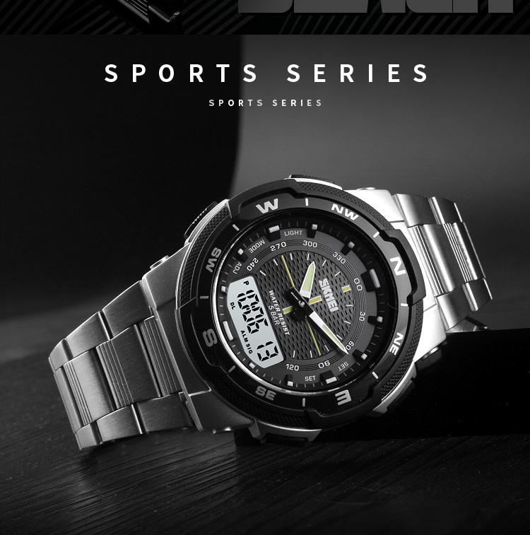 Picture of Skmei Fashion Sport Casual Stainless Steel Dual Display Waterproof Digital Watch 1370
