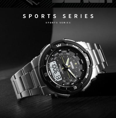 Picture of Skmei Fashion Sport Casual Stainless Steel Dual Display Waterproof Digital Watch 1370