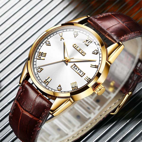Picture of Inspired by olevs 6898 Top Brand Quartz Men Leather Strap Fashion Watch Date Watch Watch For Men