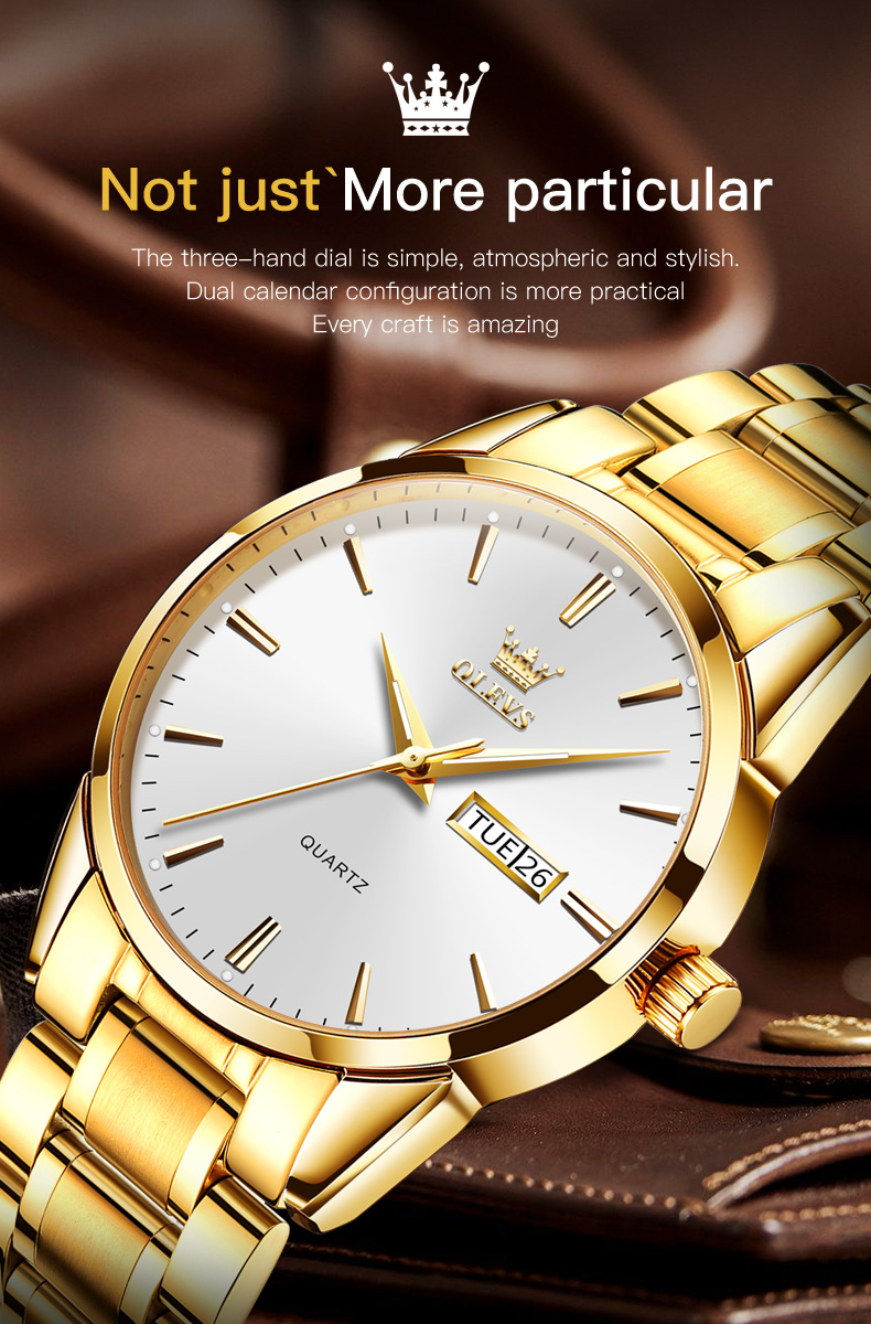 Picture of Inspired by OLEVS Fashion Men's Watch Business Classic Stainless Steel Strap Quartz Waterproof Watch For Men - 6898