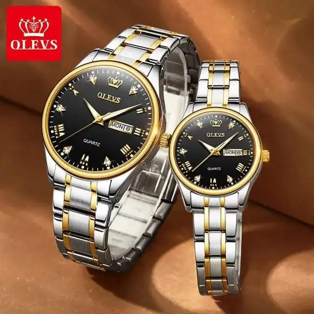 Picture of Inspired by Olevs 5563 copy Golden Stainless Steel Analog Wrist Watch For Men - Watch For Men