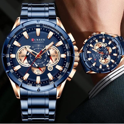 Picture of Curren 8363 Silver Black Wrist Watch Men Waterproof Chronograph Stainless Steel Male Clock Man Sport Watches