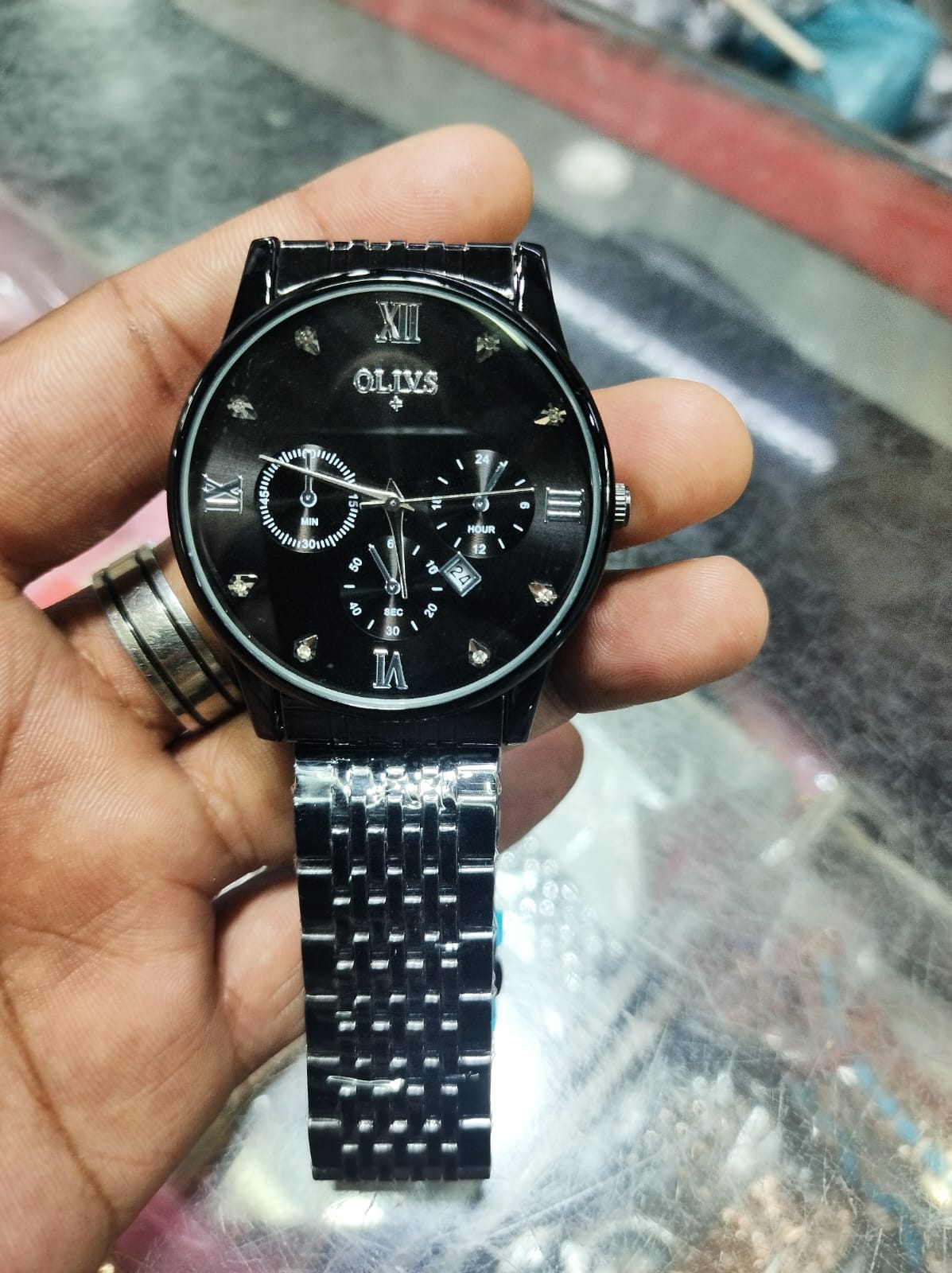 Picture of Inspired by OLi-VS Luxury Men's Watch Stainless Steel Strap Quartz Watch Casual Chronograph Luminous Waterproof Watch for Men - 2868