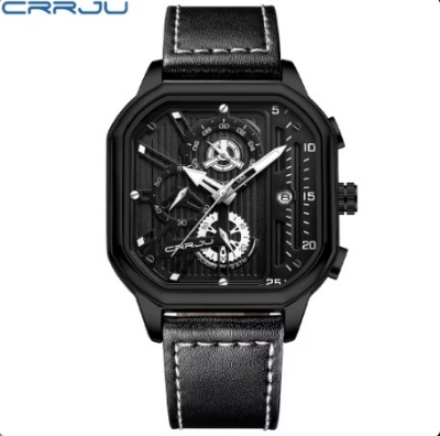 Picture of New Square Fashion Watches for Men Quartz Luxury Chronograph Waterproof Leather Wristwatch - 9919
