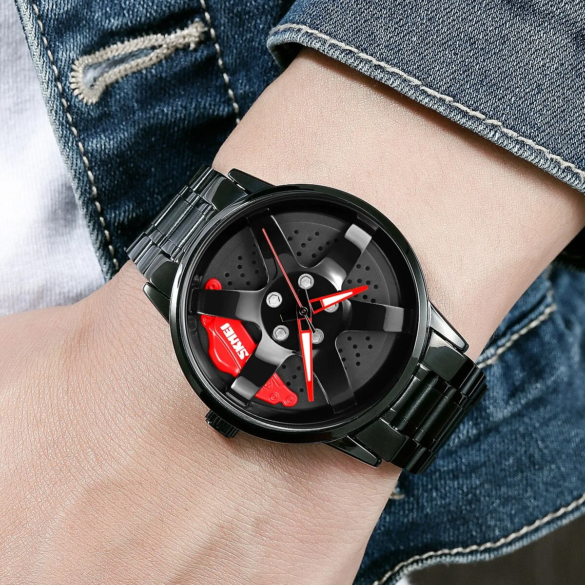 Picture of Inspired by SKemi 1787 rotation wheel stainless steel clock for men - Elegant and Refined - Modern Vibe - Express Style