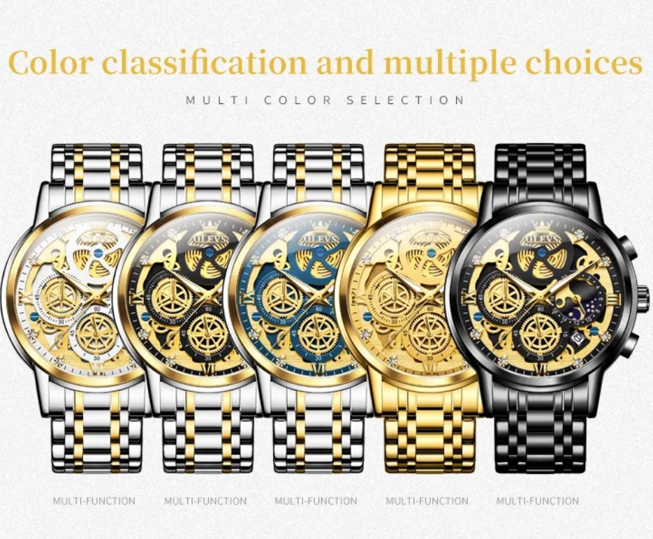 Picture of Inspired by olevs 9947 Top Luxury Brand Chronograph Stainless Steel Wristwatch For Men - Watch