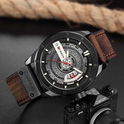 Picture of Inspired by curren belt men women CN 8301 Sports Watch Luxury Brand Military Watches Male Analog Date Quartz Watch Men Casual Leather Wrist Watch