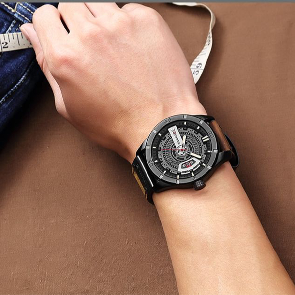 Picture of Inspired by curren belt men women CN 8301 Sports Watch Luxury Brand Military Watches Male Analog Date Quartz Watch Men Casual Leather Wrist Watch