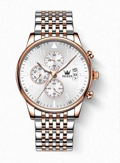 Picture of Inspired by olevs 2867 BLACK STAINLESS STEEL CHRONOGRAPH WRIST WATCH FOR MEN - BLACK