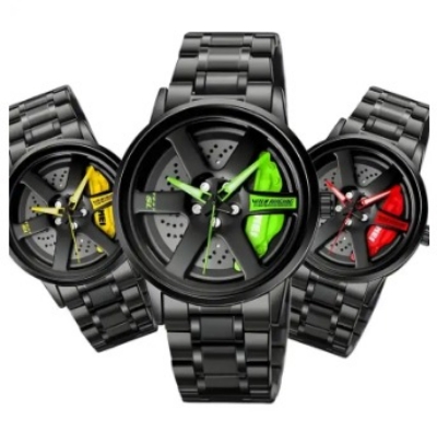Picture of Inspired by skemi 1990 Rotation Wheel Creative Fashion Men's Stainless Steel Clock - Very Comfortable And Fashionable, Easy To Clean