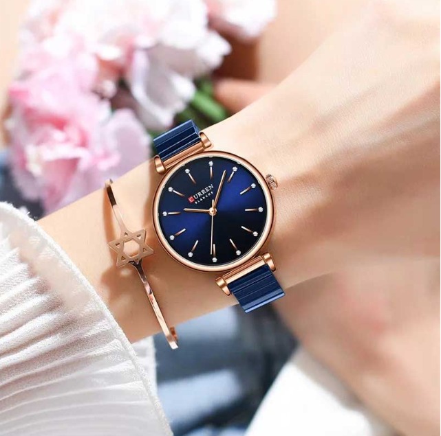 Picture of Inspired by pati chain  Watches for Women Top Brand Luxury Blue Thin Quartz Watches with Stainless Steel Strap Simple Girl Clock