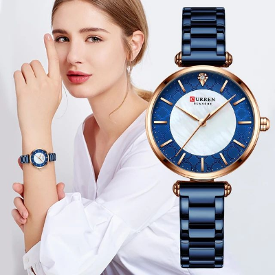 Picture of Inspired by pati chain  Watches for Women Top Brand Luxury Blue Thin Quartz Watches with Stainless Steel Strap Simple Girl Clock