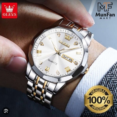 Picture of Oli-vs 9931 New Business Quartz Watch For Men Dual Calendar Luxury Diamond Dial Waterproof Stainless Steel Strap Men Wristwatch - ঘড়ি
