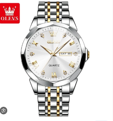 Picture of Oli-vs 9931 New Business Quartz Watch For Men Dual Calendar Luxury Diamond Dial Waterproof Stainless Steel Strap Men Wristwatch - ঘড়ি