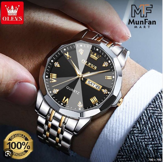 Picture of Oli-vs 9931 New Business Quartz Watch For Men Dual Calendar Luxury Diamond Dial Waterproof Stainless Steel Strap Men Wristwatch - ঘড়ি