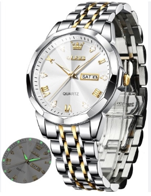 Picture of Olevs 9931 new luxury fashion stainless steel imported quartz movement wrist-watch for men - Watch  ( White )