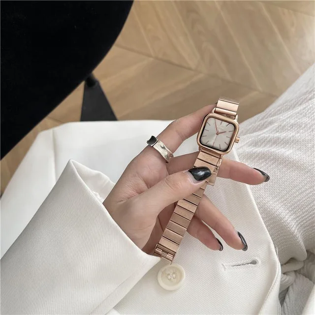 Picture of Inspired by CN high quality New Square Stainless Steel Analog Watch For Women Silver-gold-With Smart Box