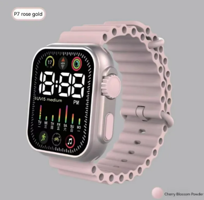 Picture of LED  n electronic watch P7 rose gold marine band fashion digital sports students children LED electronic watch