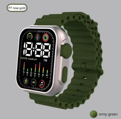 Picture of LED  n electronic watch P7 rose gold marine band fashion digital sports students children LED electronic watch