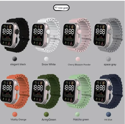 Picture of LED electronic watch P7 rose gold marine band fashion digital sports students children LED electronic watch