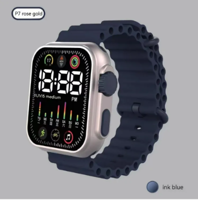 Picture of LED electronic watch P7 rose gold marine band fashion digital sports students children LED electronic watch